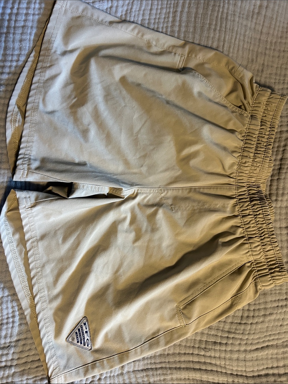 Men's Athletic Tan Performance Shorts with Elastic Waist